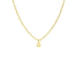 Lucardi Dames Stalen goldplated ketting closed forever letter G - Ketting - Staal - Goudkleurig - 47 cm