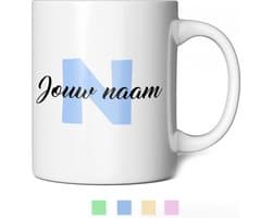 Mok met eigen naam - Blauwe koffiemok - Mokken Beker met naam of tekst - Gepersonaliseerde mok - 350ml (1 stuk)